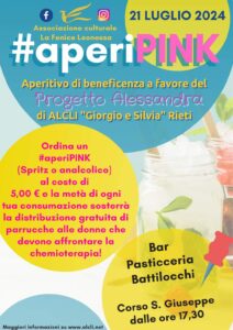 #aperiPINK per l’ALCLI nello specifico per il Progetto Alessandra, un’iniziativa di beneficenza promossa con sensibilità, dall’Associazione culturale La Fenice